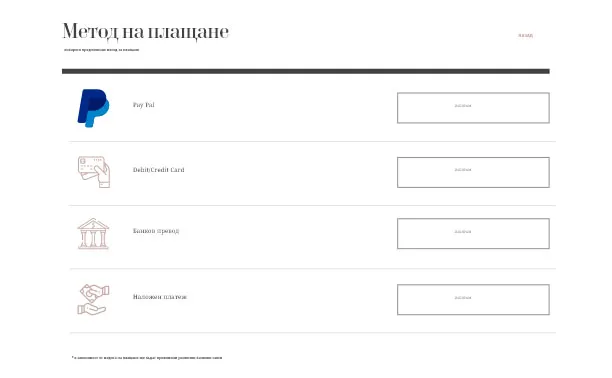 Дизайн елемент от сайт - избор на метод за плащане.