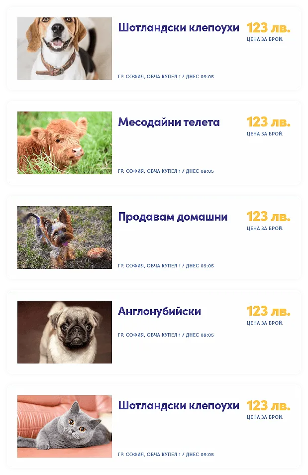 Карти на обявите в Rancho.bg